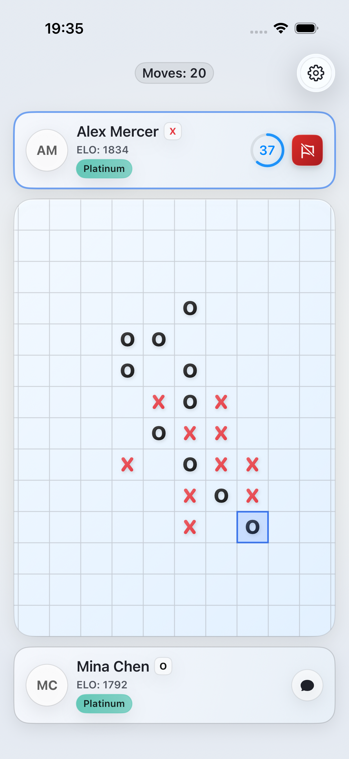 Gomoku Party live board on iPhone