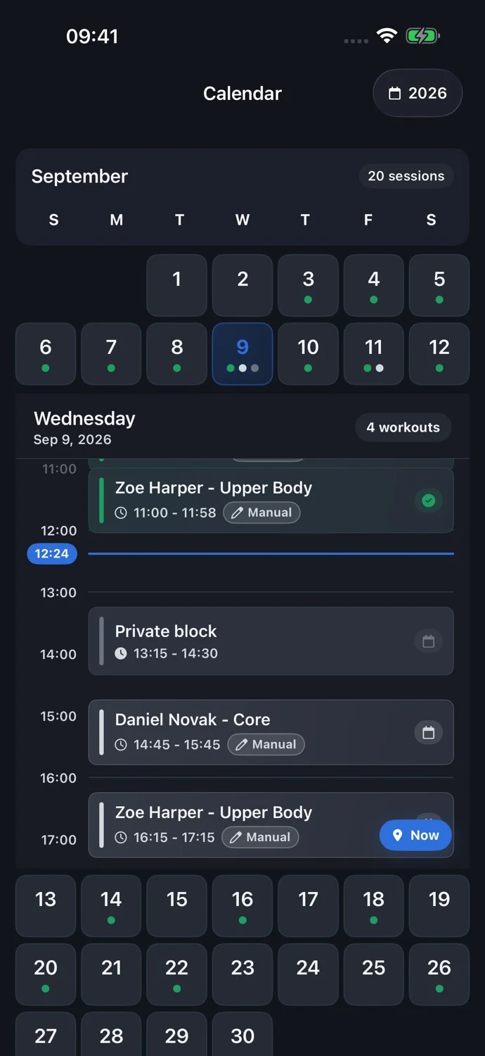CoachAssist — Naptár